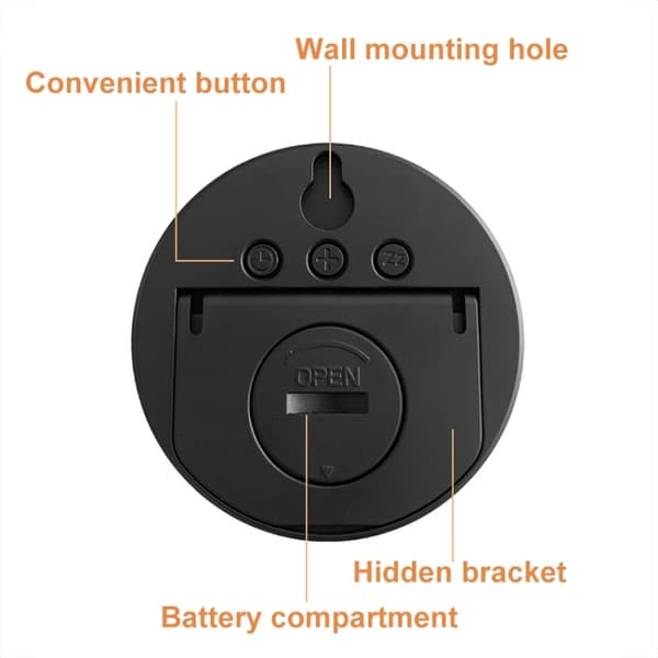 Smal magnetisk termometer och hygrometer klocka hem väggmonterad elektronisk klocka (vit)