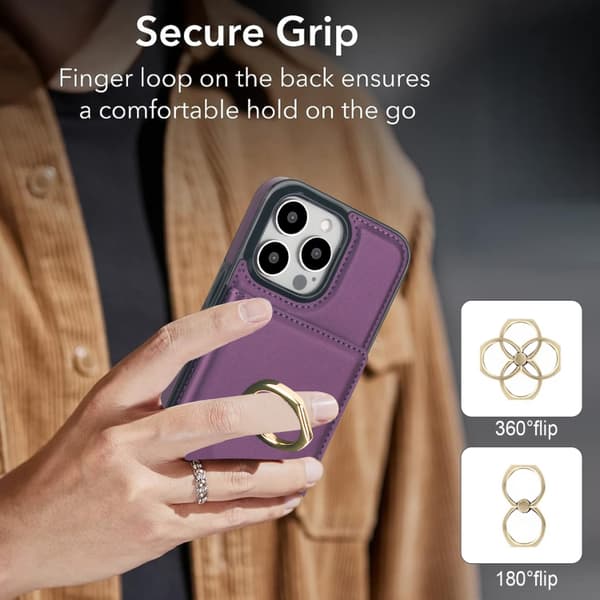 iPhone 16 Pro RFID Antistöld Kort Ringhållare Skal Mörklila