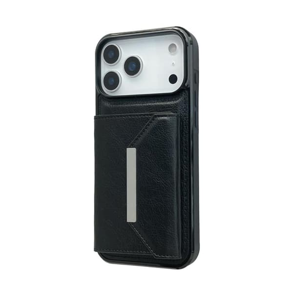 iPhone 18 Pro Max / iPhone 17 Pro Max Skal med Solid Färg och Metallspänne för Kortfack Svart