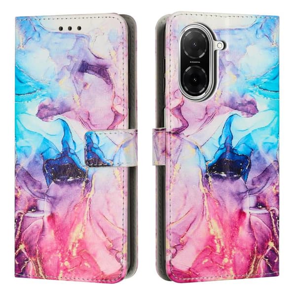 Redmi A5 4G / Poco C71 - Marmor Mönster Läderfodral Rosa Lila