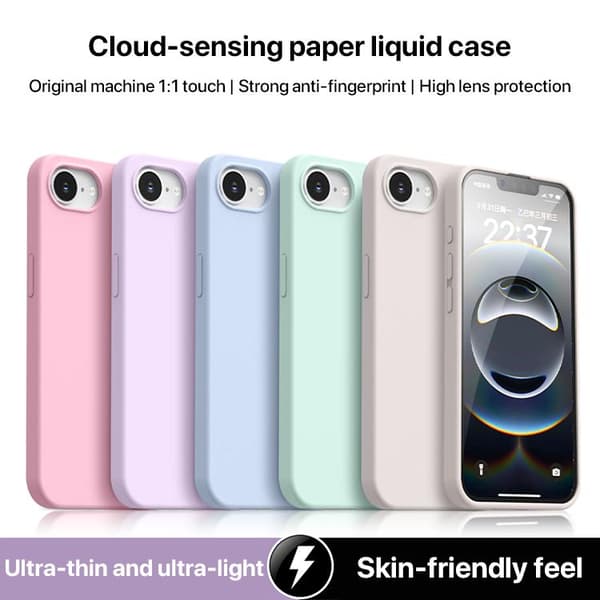 iPhone 16 Pro Max Burom Cloud Sensing Ultra-tunn Flytande Silikon Full Coverage Skal Glaciärblå