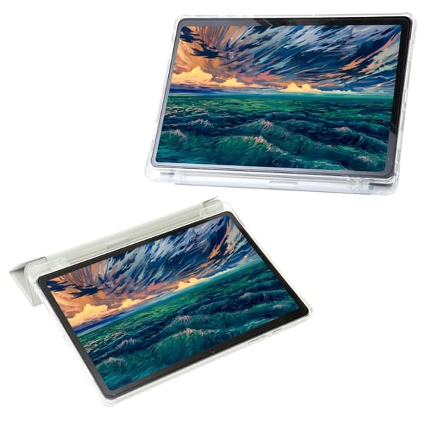 Samsung Galaxy Tab A9+ / A11+ Klart Akryl Läderfodral Grå
