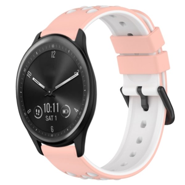För Garmin Vivomove Sport 20 mm tvåfärgad porös watch Pink-White