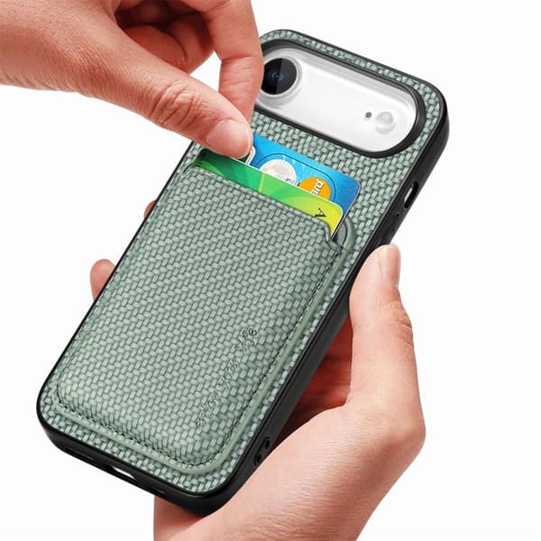iPhone 17 Air Skal - Kolfiber och Läder med MagSafe Grön