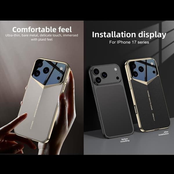 iPhone 18 Pro Max / iPhone 17 Pro Max Skal läderfodral GKK Blade Phantom Plain Titangrå