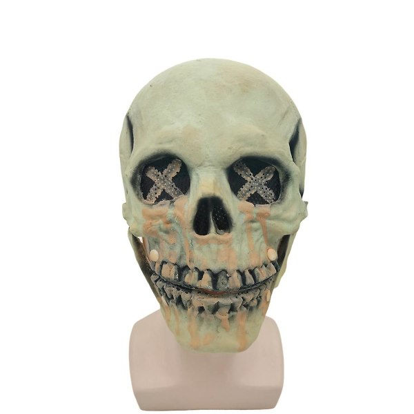 Luminous Bloody Skull Skelett Cosplay Mask med rörlig käke Halloween Party Head Cover Skräckkostym rekvisita
