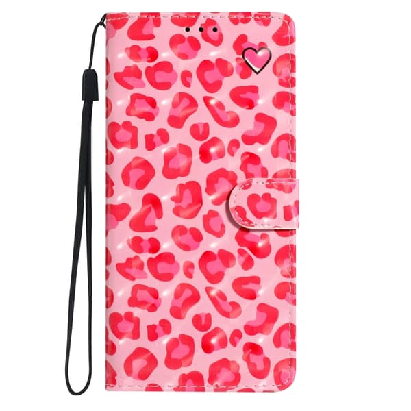 Redmi Note 14 5G - 3D Mönster Läder fodral Rosa leopardmönster