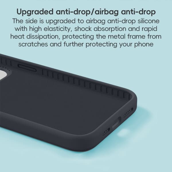 iPhone 16 Pro Max Precision Hole Liquid Silicone MagSafe Metallring Hållare Skal Midnattsblå