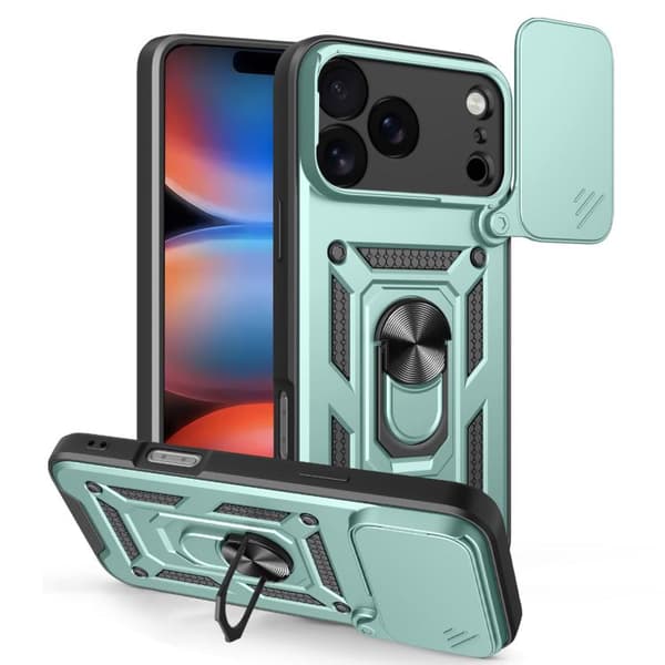 iPhone 18 Pro / iPhone 17 Pro Skal med Glidande Kameraskydd Design - TPU+PC Grön