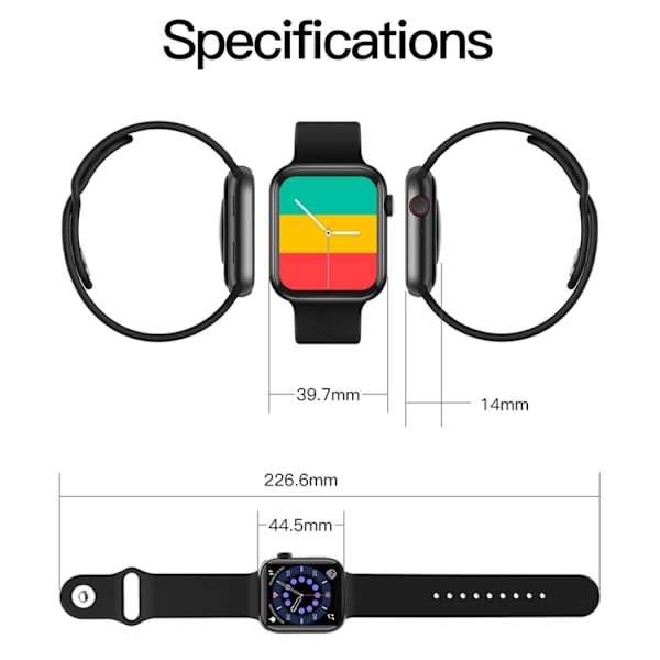 T500+ 1,75 tums IPS-skärm IP67 Vattentät Smart Watch Blå