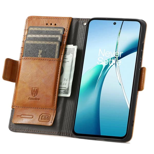 Redmi Note 14 4G - Neo Splicing Dubbel Magnetisk Spänne Läder fodral Kaki