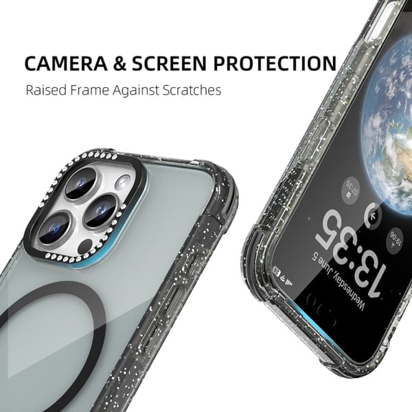 iPhone 16 Pro Max Mutural Blink Series Glittrande Kant MagSafe Magnetisk Skal Orange