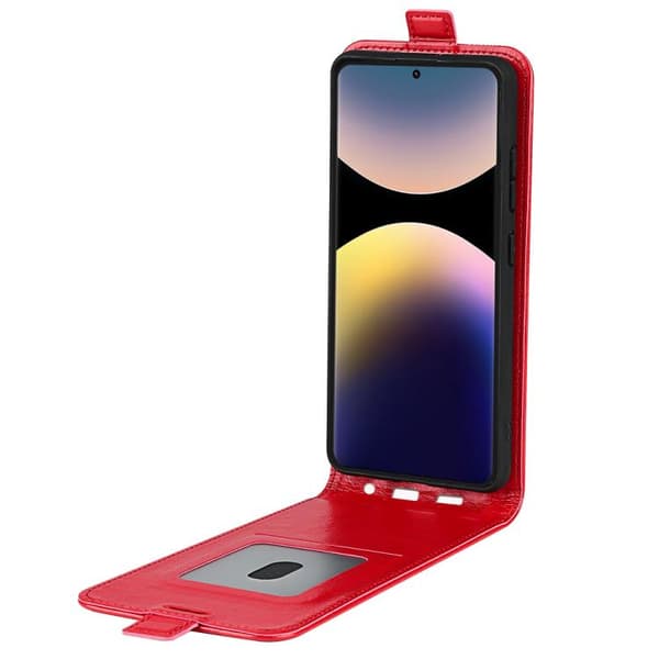 Redmi Note 14 Pro 4G R64 - Texturerad Enkelsidig Vertikal Flip Läderfodral Röd