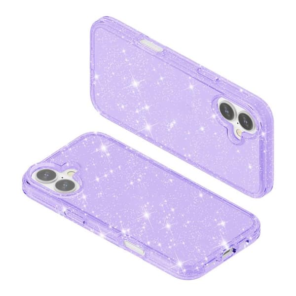 iPhone 17 Shockproof Skal med Glitterpulver Terminator Purpur
