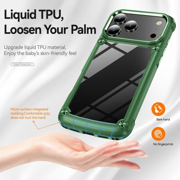 iPhone 18 Pro Max / iPhone 17 Pro Max Skal med TPU + PC Linsskydd Grön