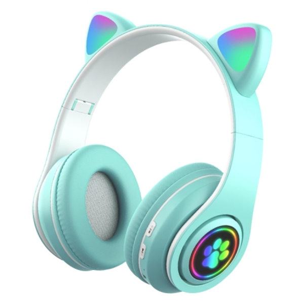 B39 Kattöron Design LED Gradient Ljus Trådlöst Bluetooth Headset Blå