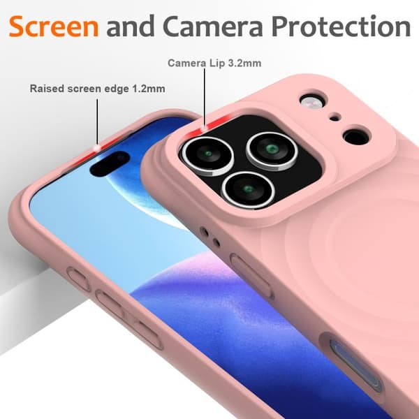 iPhone 18 Pro / iPhone 17 Pro Skal - Vågtextur med MagSafe - Flytande Silikon Rosa