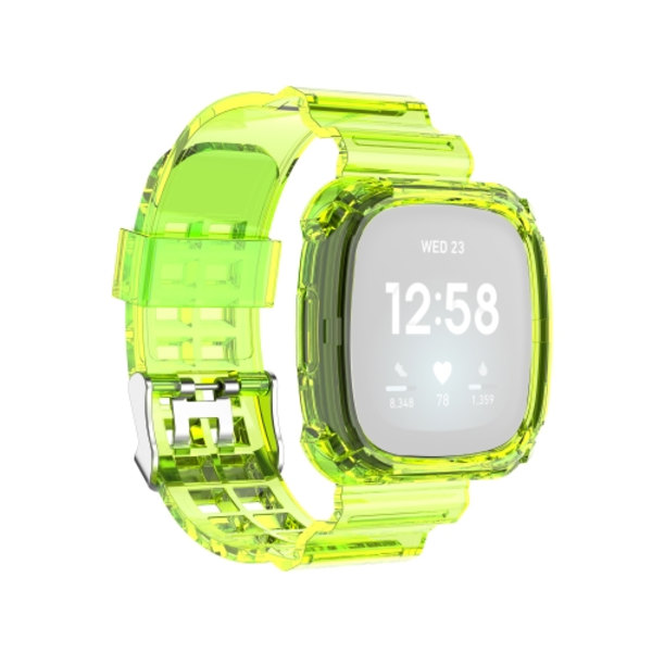För Fitbit Versa 3 / Fitbit Sense Transparent TPU- watch i ett stycke Yellow