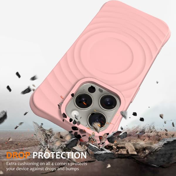 iPhone 16 Pro Max Wave Texture MagSafe Magnetisk Flytande Silikon Skal Rosa