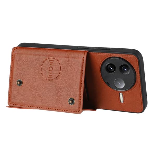 Redmi K80 - Dubbelspänne Kortfack Magnetiskt Mobilskal Brun