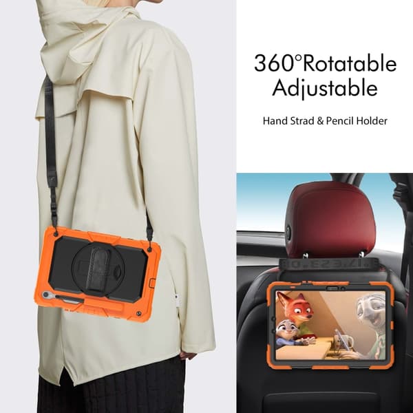 Samsung Galaxy Tab S8/S7 Silikon + PC Tabletfodral Orange+Black
