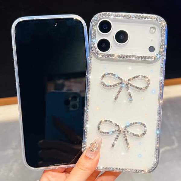 iPhone 18 Pro Max / iPhone 17 Pro Max Skal med Diamantglitter och Dubbel Slips, Stöttålig Ljusgul