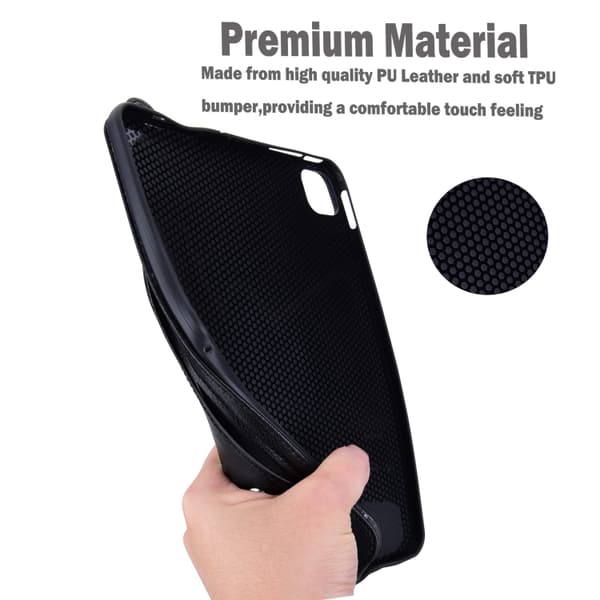 Samsung Galaxy Tab A9 / A11 TPU Läderfodral med Handledsrem Svart