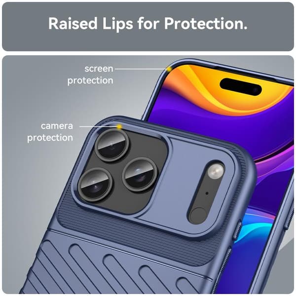 iPhone 18 Pro Max / iPhone 17 Pro Max Skal med Thunderbolt och Stötabsorberande Mjuk TPU Blå