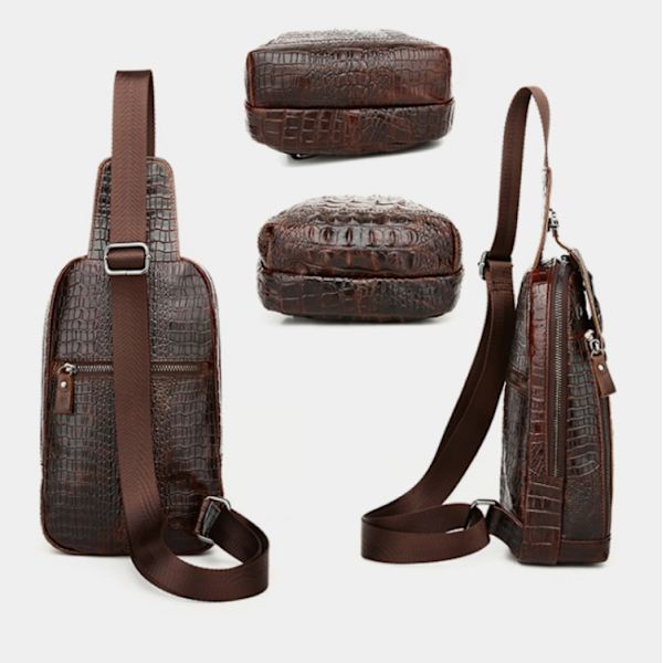 1313 Herrmode Läder Krokodil Textur En-Axlad Crossbody Bröstväska Krokodilmönster