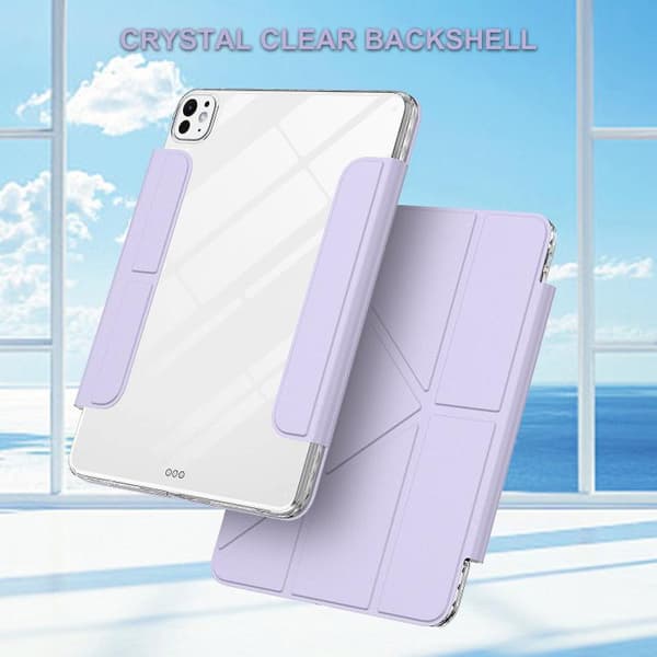 iPad Pro 11 2024 Skal - Avtagbart Bakshell Fällbart Ställ Smart Läderfodral Purpur