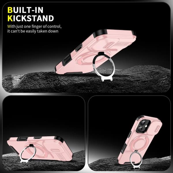 iPhone 17 Skal med Sliding Camshield Ring Holder Rosa