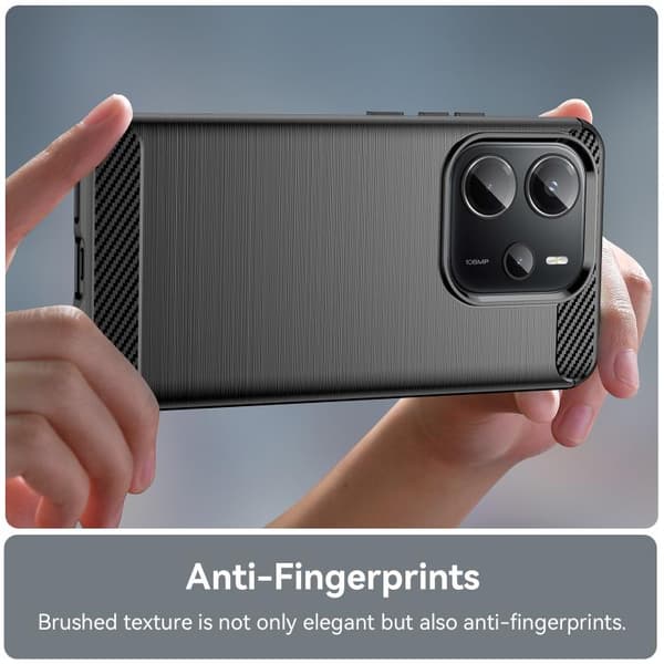 Redmi Note 14 4G - TPU fodral med Kolfiberborstad Textur Svart