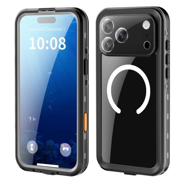 iPhone 18 Pro Max / iPhone 17 Pro Max Skal RedPepper Transparent Dot IP68 Vattentät Tripple-skydd MagSafe Svart Mörkgrå