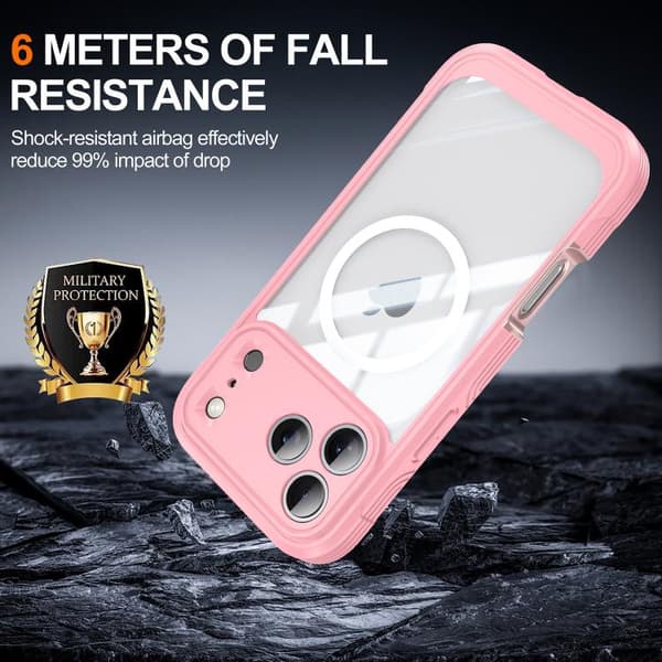 iPhone 18 Pro Max / iPhone 17 Pro Max Skal - Tempererat Glas med MagSafe från RedPepper Rosa