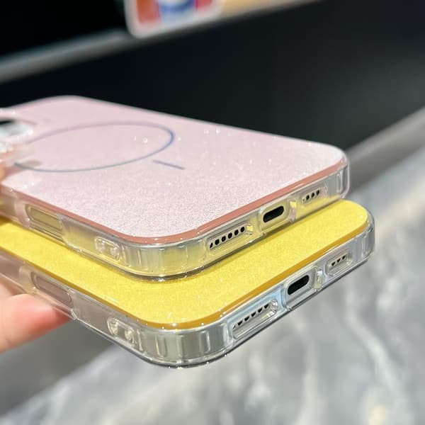 iPhone 17 Skal med Glitterpulver och MagSafe IMD Full Coverage Rosa