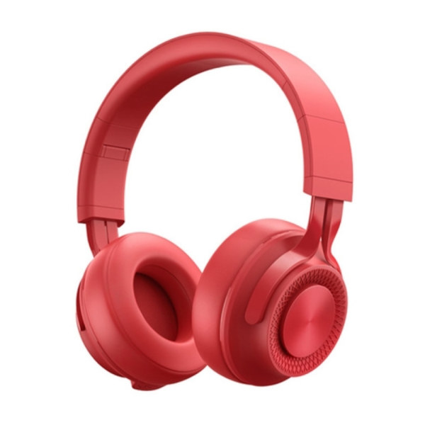 P1 Trådlösa Bluetooth 5.0 Stereo Mjuka Läder Öronmuffar Fällbara Headset Inbyggd Mikrofon för PC / Mobiltelefoner Röd