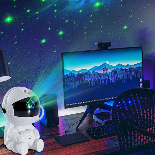 USB Astronaut Form Färgglad LED Laser Stjärnprojektionsljus (Stjärna)