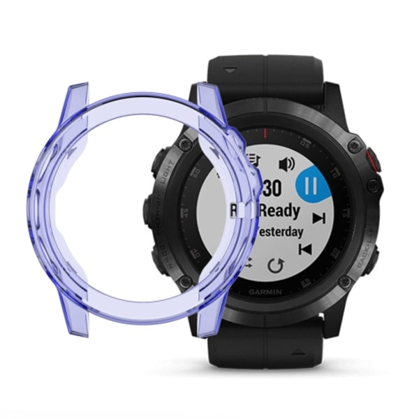 Lämplig för Garmin Fenix ​​5 & 5 Plus transparent TPU Silica Gel Watch Case Transparent blue