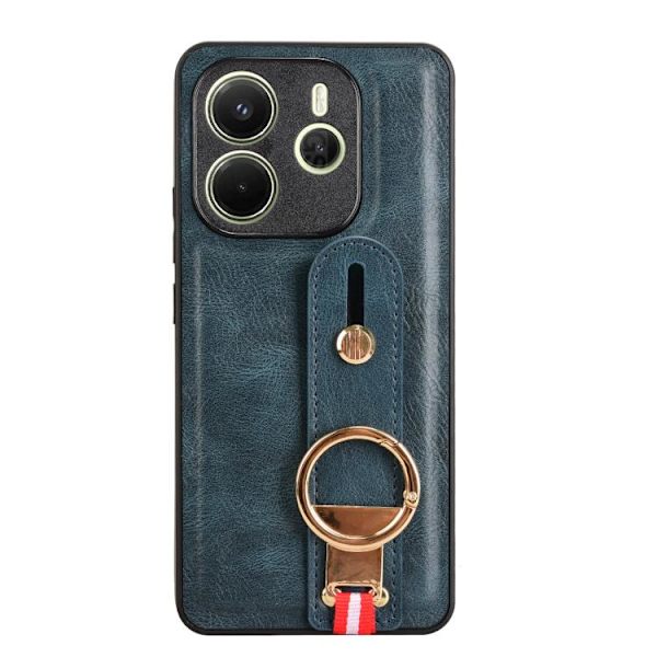 Redmi Note 14 4G - Läderfodral med Handledsrem för Blå