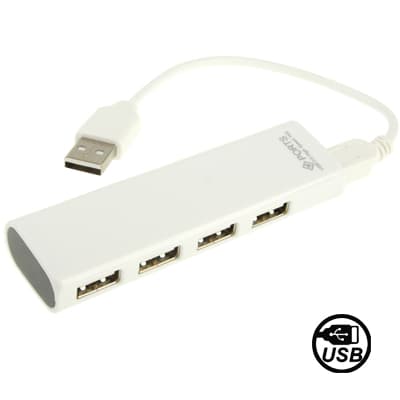 Hög Hastighet 4-Port USB 2.0 Hub - Plug and Play (Vit)