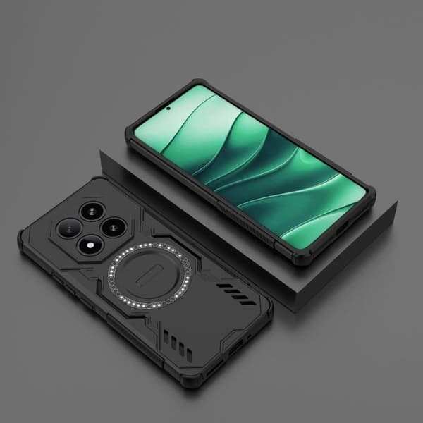 Redmi Note 14 Pro 5G - Butterfly Armor MagSafe Magnetisk Ring Stötsäker Mobilskal Svart