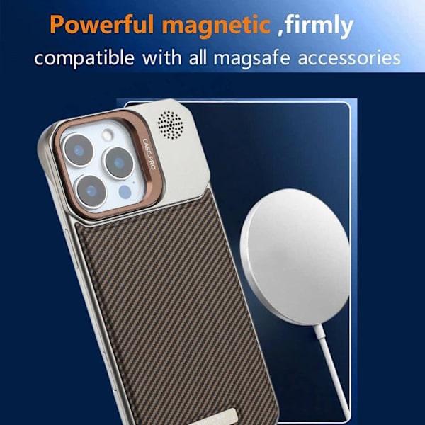 iPhone 16 Pro Max Frameless Kolfiber Skal med PC MagSafe Ökenguld