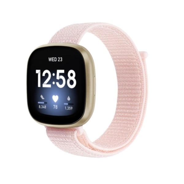 För Fitbit Versa 3 Nylon Loop Watch Band Pearl Pink