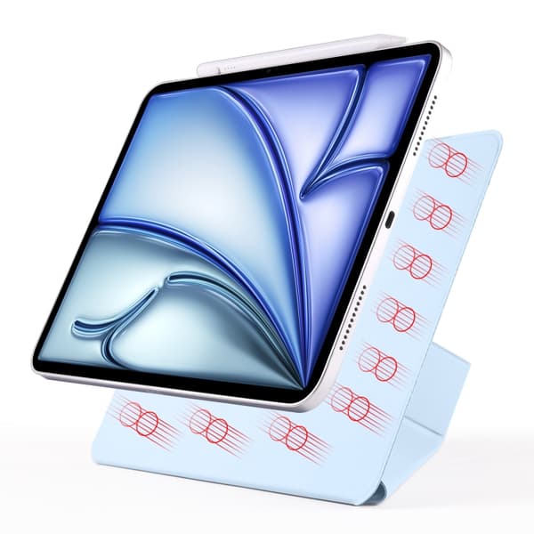 iPad mini 6 / mini 2024 Fodral i läder med fast spänne och magnetisk deformation Isblå