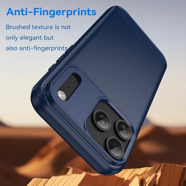 iPhone 18 Pro Max / iPhone 17 Pro Max Skal - Borstad Textur av Kolfiber TPU Blå