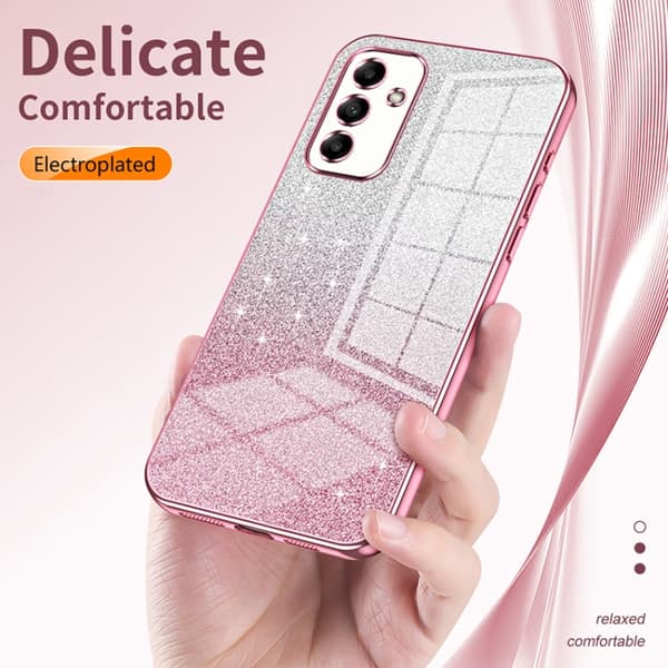 Samsung Galaxy A07 Skal med Gradient Glitter och Elektroplätering Transparent