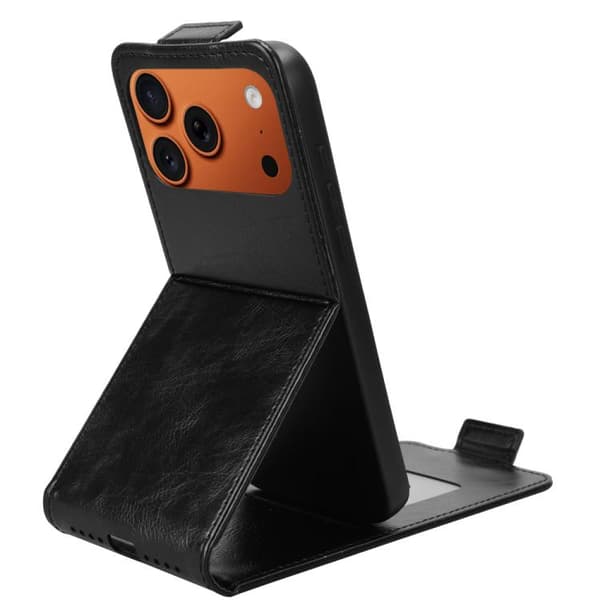 iPhone 18 Pro Max / iPhone 17 Pro Max Skal Läderfodral med Magnetisk Vertikal Flip och Spänne Svart