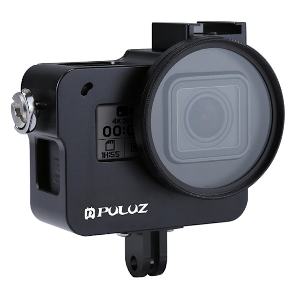 Hölje Skyddande fodral CNC Aluminiumlegering Skyddande bur med försäkringsram och 52 mm UV-objektiv för GoPro HERO (2018) /7 Svart /6 /5