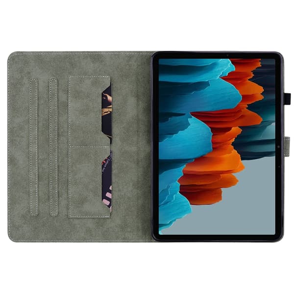 Samsung Galaxy Tab S7/S8 Tigermönster Flip Läderfodral Röd