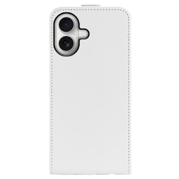 iPhone 17 Skal läderfodral med enkel vertikal flip och R64-textur Vit